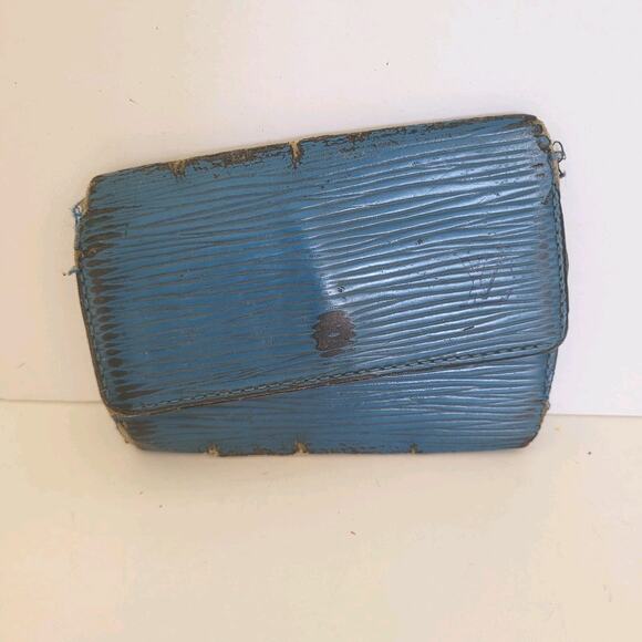 LOUIS VUITTON Blue Epi Leather 6 Hooks Key Holder Case Small Wallet Trifold Fair - Picture 1 of 9